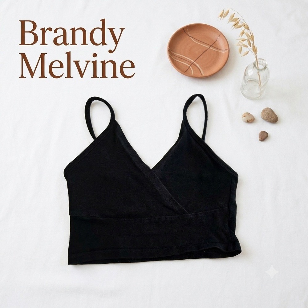 Brandy Melville Coquette Black Faux Wrap V-Neck Camisole Bralette Top S